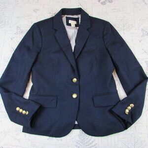 J. Crew Original Schoolboy Blazer Navy Blue Wool Blend  Academia Preppy size 2P